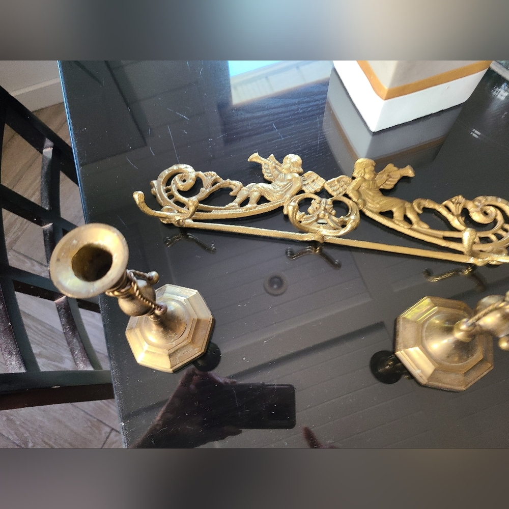 BRASS Candle Stick Holders And Coat/towel Rack.